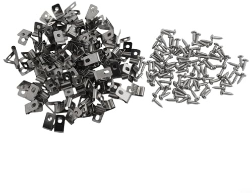 100 clip per filo di alluminio in acciaio inossidabile con montaggio a vite per la sicurezza di fili e cavi, adatte per vari progetti esterni (alluminio)