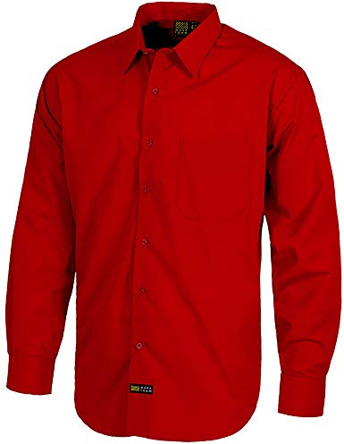 WORKTEAM Camisa de Manga Larga con Cuello Clásico, Bolsillo de Pecho, Costuras Reforzadas y Cierre de Botones. Hombre Rojo 44