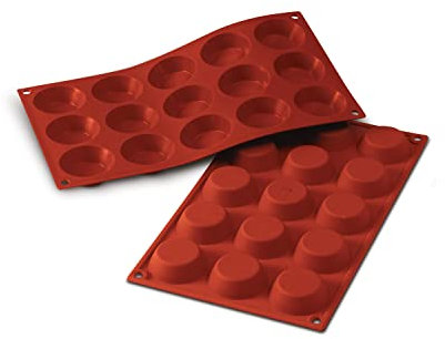 silikomart | SF014 Moule en Silicone pour TARTELLETTA Monoportions, antiadhésif, 15 cavités, Lot de 1 Moule à gâteau, Ø 50 h 15 mm, Made in Italy