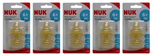 Multibuy NUK® First Choice+ 2 breite Latex-Sauger, Größe 2, großes Loch (ab 6 Monaten), 5 Stück
