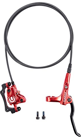 Cyclon MTB Hydraulic Disc Brakes Set, Black/Red Aluminum Alloy Hydraulic Brakes for Mountain Bike Left Front 1000mm Right Rear 1700mm Hydraulic Bicycle Brakes with is/PM Adapter Fit 160mm Rotor