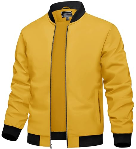 TACVASEN Jackets for Men Light Zip Up Bomber Jacket Men Windbreaker for Fall Spring Lightweight Bomber Jackets Stylish Jacket Pilot Coats with Collar