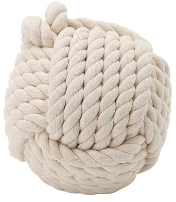 Supernic Knot Door Stop Heavy Duty Decoration Rope Knot 15cm Simple Fashion Nautical Large 1.5kg Interior Door Weight Stop Wedge Decoration Cream Rope Door Stop