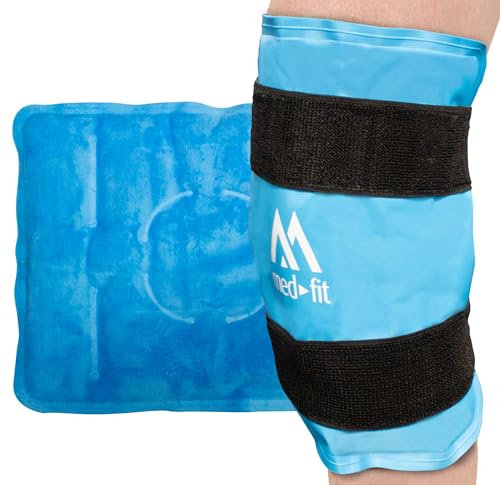 Med-Fit Poche de glace réutilisable pour soulager la douleur du genou, thérapie par compression froide pour les blessures aux jambes, gonflements, ecchymoses et entorses.