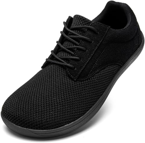 Oltyutc Trainers Mens Barefoot Shoes Gym Shoes for Men Running Tennis Outdoor Indoor Wide Lightweight Sneakers All Black Mens Size 10 UK(Label Size:45)