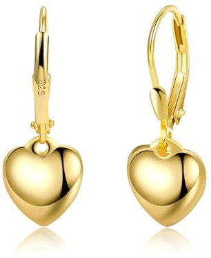 Gold Ohrringe Damen, Herz Hängende Ohrringe Hypoallergen Tropfenohrringe Herz Anhänger Ohrring Ohrhänger Trendige Hängendohrringe fur Damen Mädchen