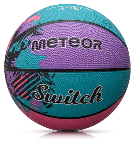 meteor Pallone Basket Palla da Basketball - Dimensione Bambini Giovani per Allenamento e Divertimento - Gonfiabili Pallacanestro Mini con Superficie Antiscivolo