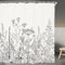 Volumoon Schwarz und Weiß Duschvorhang, Wildblumen, Blume Pflanze Frühling Blätter, Vintage-Badvorhang, Schnell Trocknend Mit Haken, 180 x 180 cm