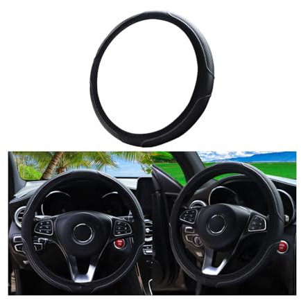 Adunsiaoto Microfiber Wrap Anti-Slip Universal Auto Wheel Cover, Anti-Slip Breathable Carbon Fiber Sports Elastic Band Without Inner Ring Steering Cover, Car Steering Wheel Covers(Grey)