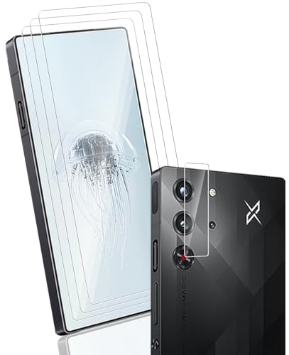 Yonntmmi Screen Protector for ZTE Nubia Red Magic 10 Pro Tempered Glass, 9H Tempered Glass, 3 Pieces with Camera Lens Film, 1 Pieces, HD Transparent for ZTE Nubia RedMagic 10 Pro
