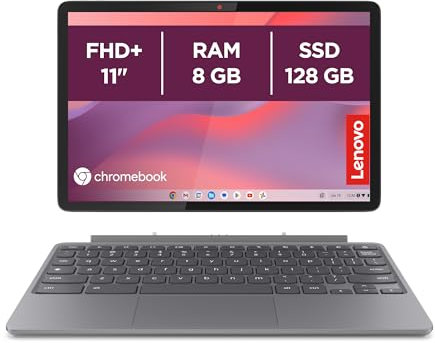 Lenovo Duet Chromebook 11” FHD+ (1920x1200), MediaTek Kompanio 838, RAM 8GB, Memoria 128GB, Schermo Touch, Chrome OS, Folio Stand e Tastiera inclusi - Luna Grey