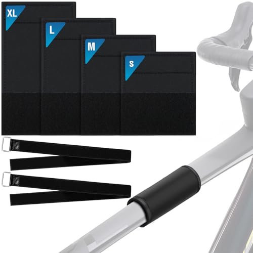 TYBYBB Fahrrad Rahmenschutz Fahrradrahmen Schutz Carbon Frame Protector für MTB E-Bike Rad BMX Rahmenschutz Transportschutz Rahmen Fahrrad Passend Zubehör 4er Set Neopren Gummi Klett Schwarz