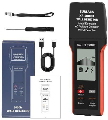 SURLABA Leitungssuchgerät 3in1, XF-5000H Multifunktional Leitungsfinder Leitungssucher Ortungsgerät bis zu 10cm, Wand Kabelfinder Scanner für Stromleitungen, Metall, Balken und Holz