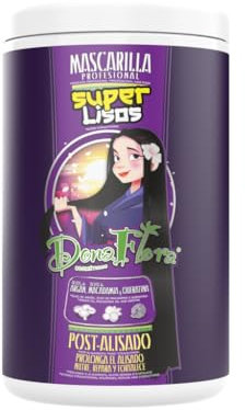 Dona Flora - Masque Capillaire Super Lisos - 1000ml - Lissage, Nutrition et Anti-Frisottis - Enrichi en Argan, Macadamia et Kératine