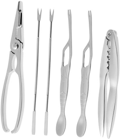 POPETPOP Juego De 6 Pinzas para Mariscos De Acero Inoxidable, Kit Ergonómico para Comer Cangrejos y Langosta, Herramienta Práctica para Cocina y Mariscos, Uso Doméstico