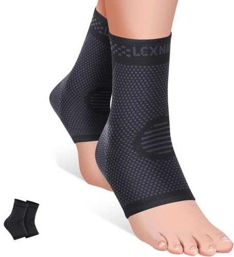 Aubzy 2 Bende per Caviglia, Calze a Compressione per Fascite Plantare e Artrite. Ortopediche, Traspiranti per Uomini e Donne. (XL)