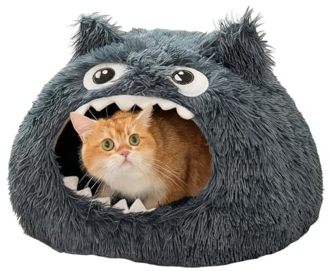 Lit en Forme De Grotte pour Chat | Design De Maison avec Ouverture,Coussin Lavable pour Niche À Chat,pour, Petit Animal, Intérieur, Extérieur, Domicile,