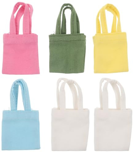 Abaodam 6Pcs 1:6 Scale Miniature Canvas Tote Bags for 12-Inch Dolls