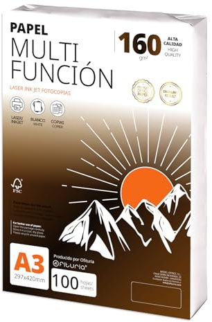 A3-papper 160 g 100 ark, multifunktionspapper för skrivare, papper för projekt, illustration, bokstäver, professionella kreativa projekt, A3-kontorspapper, skolmaterial – Ofituria (160 g, 25 ark)