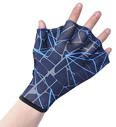 DEPHNES Nylon Swimming Gloves Aquatic Swimming Webbed Gloves Water Training Hand Webbed Hands Webbed Flippers Swim Gear Gloves Fit Aquatic Training Swim Costume Dive Hand Equipment (L)