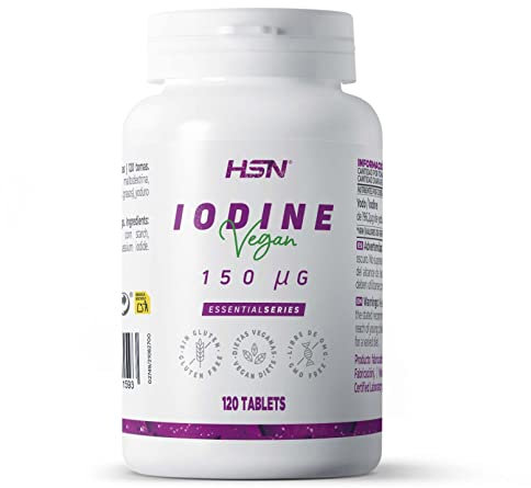 HSN Yodo 150mcg | 120 Tabletas | Procedente de 192,2mcg de Yoduro Potásico | 100% Valores Diarios del Mineral | No-GMO, Vegano, Sin Gluten