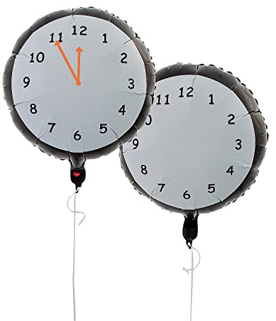 New Year’s Eve Countdown Clock Mylar Balloons, 6 Pieces