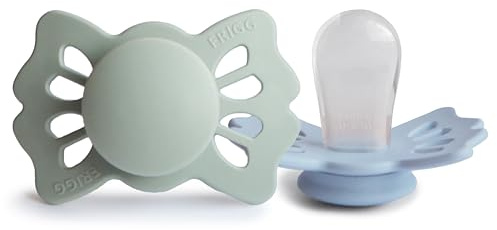 FRIGG Lucky Silikon Schnuller | Symmetrischer Schnuller 2er Pack | BPA-frei | Hergestellt in Dänemark | Sage/Powder Blue - Größe 1 (0-6 Monate)