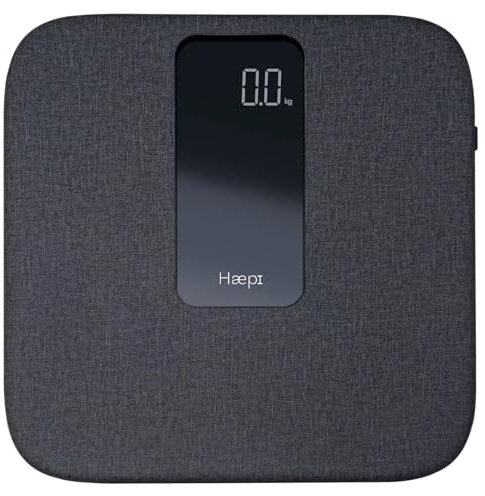 Haepi- Pèse Personnes Electronique En Lin Ultra-Doux Avec Grand Plateau, Grand Ecran- Surface En Lin Très Douce- Design Et Précis- Capacité Maximale De 180kg- Piles Incluses- Garantie 15 Ans