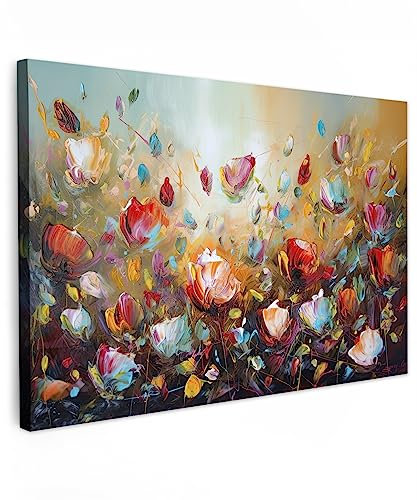 MuchoWow© Leinwände 90x60 cm Wall Decoration Bilder Schlafzimmer Deko Pictures Canvas Painting Wanddekoration Wohnzimmer Wanddeko Blumen - Kunstdruck - Natur - Öl - Gemälde