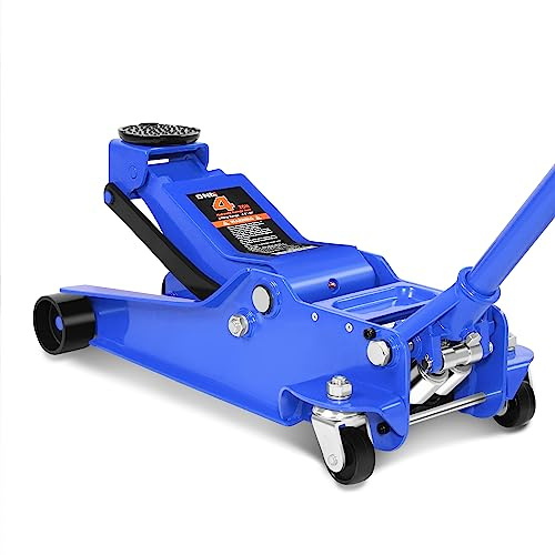 DNA Motoring Low Profile Hydraulic Trolley Service/Floor Jack, 4 Ton (8000 lbs) Capacity, Lifting Range 4.5-20,Blue,TOOLS-00308