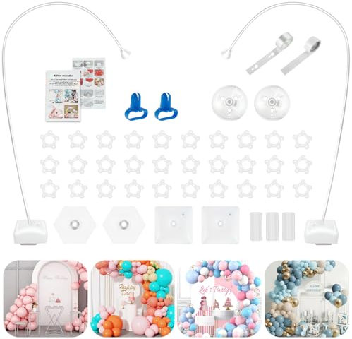 Reusable Balloon Arch Kit - Free Bending Shape 8.2ft-5ft Adjustable Balloon Arch Stand with Base and Durable Fibre Poles Balloon Hoop Frame for Wedding Graduation Birthday Party Christmas Decorations