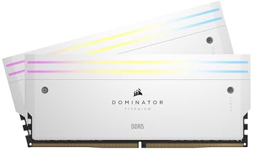 Corsair Dominator Titanium RGB DDR5 RAM 32GB (2x16GB) DDR5 6600MHz CL32 Intel XMP iCUE-Kompatibler Computerspeicher - Weiß (CMP32GX5M2X6600C32W)