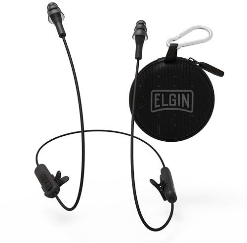 Elgin Ruckus Wireless Bluetooth Earplug Headphones, 25 dB Noise Reduction Ear Plug Earbuds, Noise Cancelling Mic, 12 Hour Battery, IP65 sweatproof, OSHA Compliant Hearing Protection, Work Safety