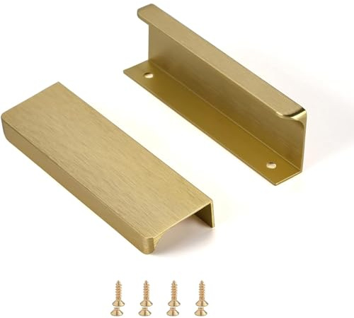 Ndjiloik 10 stycken dolda dörrhandtag skåphandtag möbelhandtag moderna kökshandtag aluminium för garderob dörr lådor, guld, total längd 120 mm