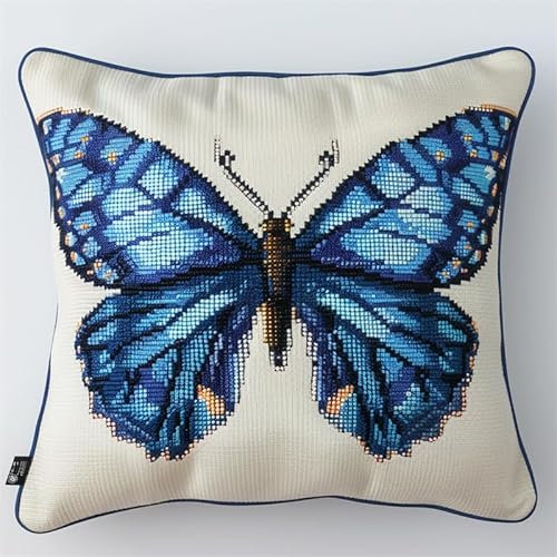 kitphoenix DIY crochet kit cojín Mariposa Kit de Funda de Almohada, Cojines de Ganchillo para, Adultos y Principiantes, Decoración Del Hogar, 43 cm x 43 cm