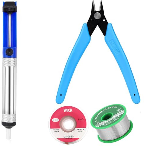 Pompe à dessouder, mèche à dessouder, micro pince coupe-fil, étain à souder sans plomb avec noyau de colophane, kit de pompe à dessouder, accessoires de support de piston, outil de retrait de soudure