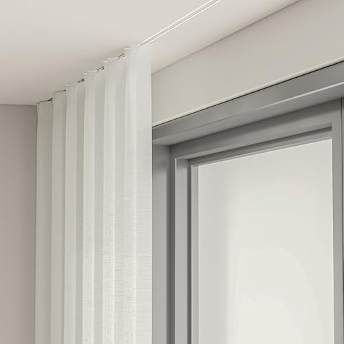 Rail De Plafond Caché, Rail De Rideau En Aluminium Encastré, Tringle À Rideau Robuste Avec Rouleaux Lisses, 100-600 Cm, Noir(Blanc,240cm/7.9ft(2 * 120cm))