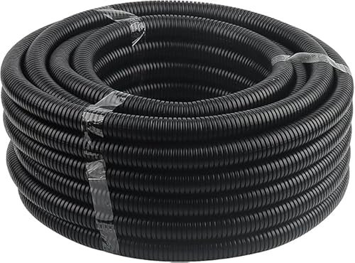 20m ID 20mm x OD 25mm Corrugated Tube, Black Flexible Corrugated Conduit Tube Cable Wire for Trunking, Car Tubing