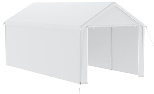 HENGMEI Tenda da garage per garage, copertura per auto, copertura per garage, resistente ai raggi UV, impermeabile, con finestra roll-up (3 x 6 m, bianco)