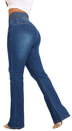 LEVNSD Womens High Waist Stretch Jeans Bell Bottom Jeans Push Up Butt Lifting Skinny Denim Pants