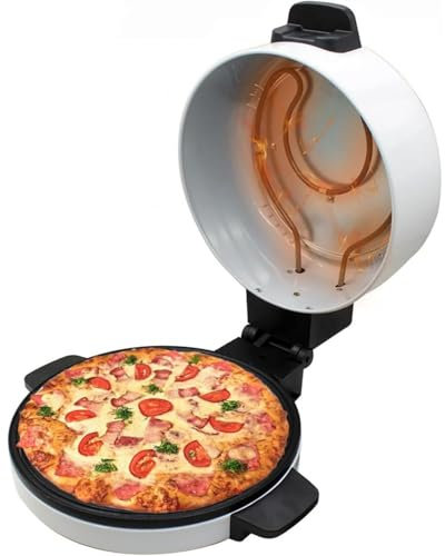 YAVTNUIO 30 cm/12 tum skiva pizzatillverkare, elektrisk pizzaugn med strömbrytare och indikatorlampa, 1 cm tjock kokplatta, kalla beröringshandtag, för hem kök