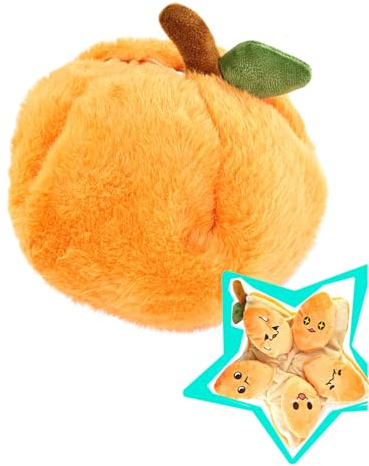 Orange Microwave Heating Pad - 5 Detachable Slices with Unique Faces, Wheat Bag & Microwavable Stuffed Animal, Cute Heating Pad Bean Bag with Removable Cover for Period Cramps/Cold Hands