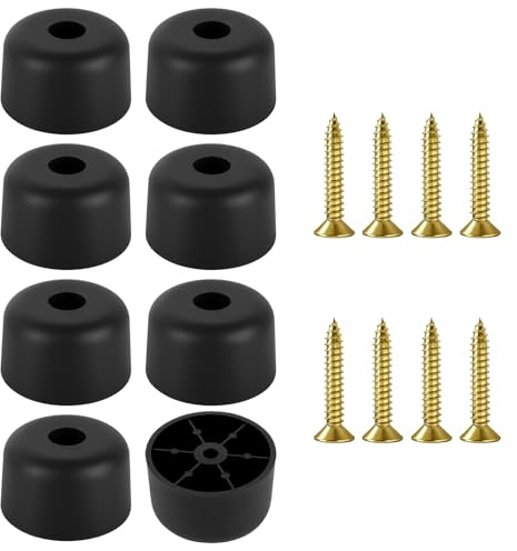 NUTKIT 8 Pezzi Piedini per mobili, Ø 50 x H30 mm Gambe per mobili Rotondi, con Viti, Resistente e Antiscivolo, Gambe per Mobili Protegge Pavimento, Piedi del Tavolo- Nero