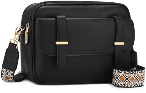VINBAGGE Sac Bandoulière Femme Cuir Végétalien Antivol avec RFID, Sac Femmes Bandoulieres avec Compartiment Multiplié, Sacoche Femme Bandoulière Large Ajustable et Amovible