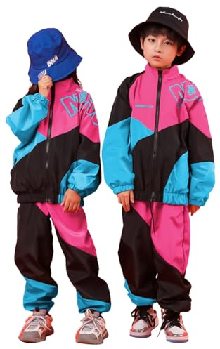 LOLANTA Conjunto Hip Hop Unisex para Niño y Niña - Ropa de Baile Urbano de 2 Piezas, Chaqueta Deportiva y Pantalón Jogger para Baile Callejero o Uso Diario