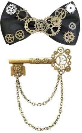 Pajarita Steampunk De 1 Pieza, Broche De Llave Mecánica De 1 Pieza, Pajarita Retro, Accesorios De Estilo Medieval, Broche De Cadena Para Hombre.