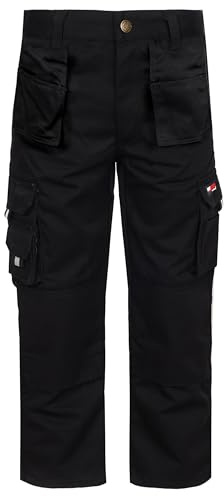 TuffStuff - Junior Pro Work Trousers, Black, 5-6 Years - Durable Kids Workwear with Knee Pad Pockets, Holster Pockets with YKK Zip & Triple-Stitched Seams - Functional Design - Boys Trousers