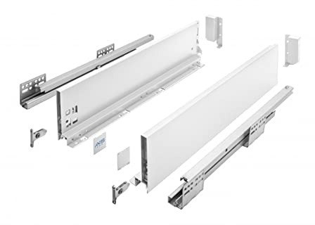 GTV Lådsystem AXIS PRO – låda set med fullt utdrag och soft-stängning – längd 450 mm – höjd 120 mm – färg vit