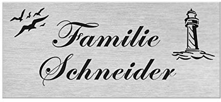 Motiv Edelstahl Briefkastenschild I über 40 Motive zur Auswahl I Klingelschild mit Gravur I Türschild in 100x40mm I Namensschild Selbstklebend - Leuchtturm