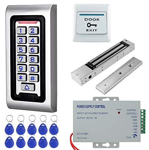 NN99 IP68 Impermeable RFID Teclado de Control de Acceso Exterior + 280KG / 600lbs Cerradura Magnética Eléctrica + Fuente de Alimentación 10 Llaves Sistema de Cerraduras de Puerta